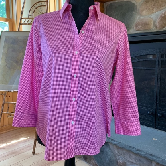 CHAPS gingham button down Size Petite Large - Picture 3 of 8